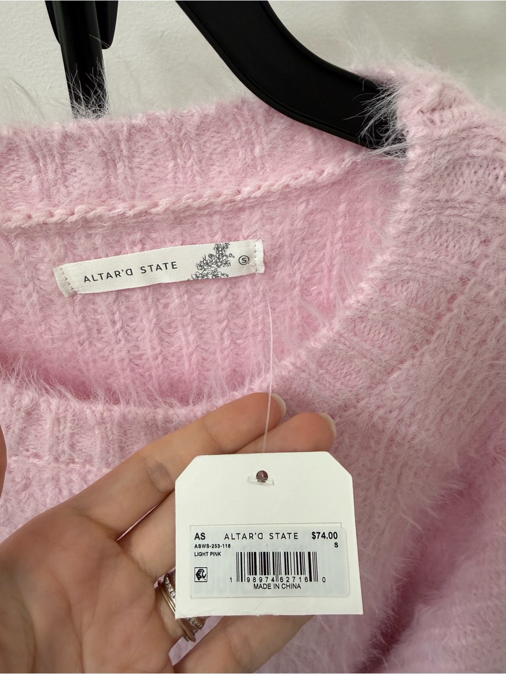 Altar'd State Soft Pink Fuzzy Crewneck Sweater - Picture 4 of 6